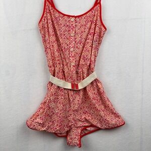 Marc by Marc Jacobs Swim Romper Small Pink Orange Floral Belted One Piece